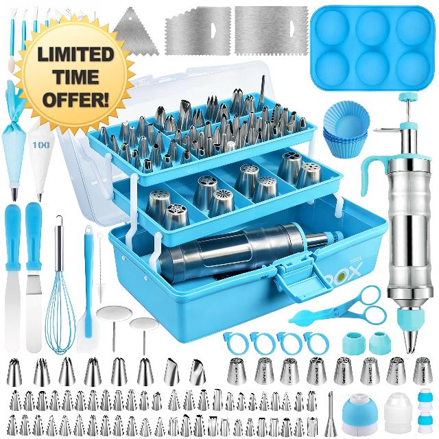Gawren-H&E 209 PCS Cake Decorating Kit with Dessert Decorating Syringe Set