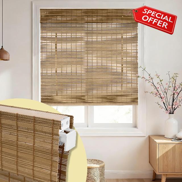 No Drill No Tools Bamboo Roman Shades