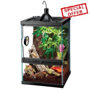 Zilla 11 Gallon Glass Tropical Vertical Habitat Starter Kit for Small Tree Dwelling Reptiles & Amphibians