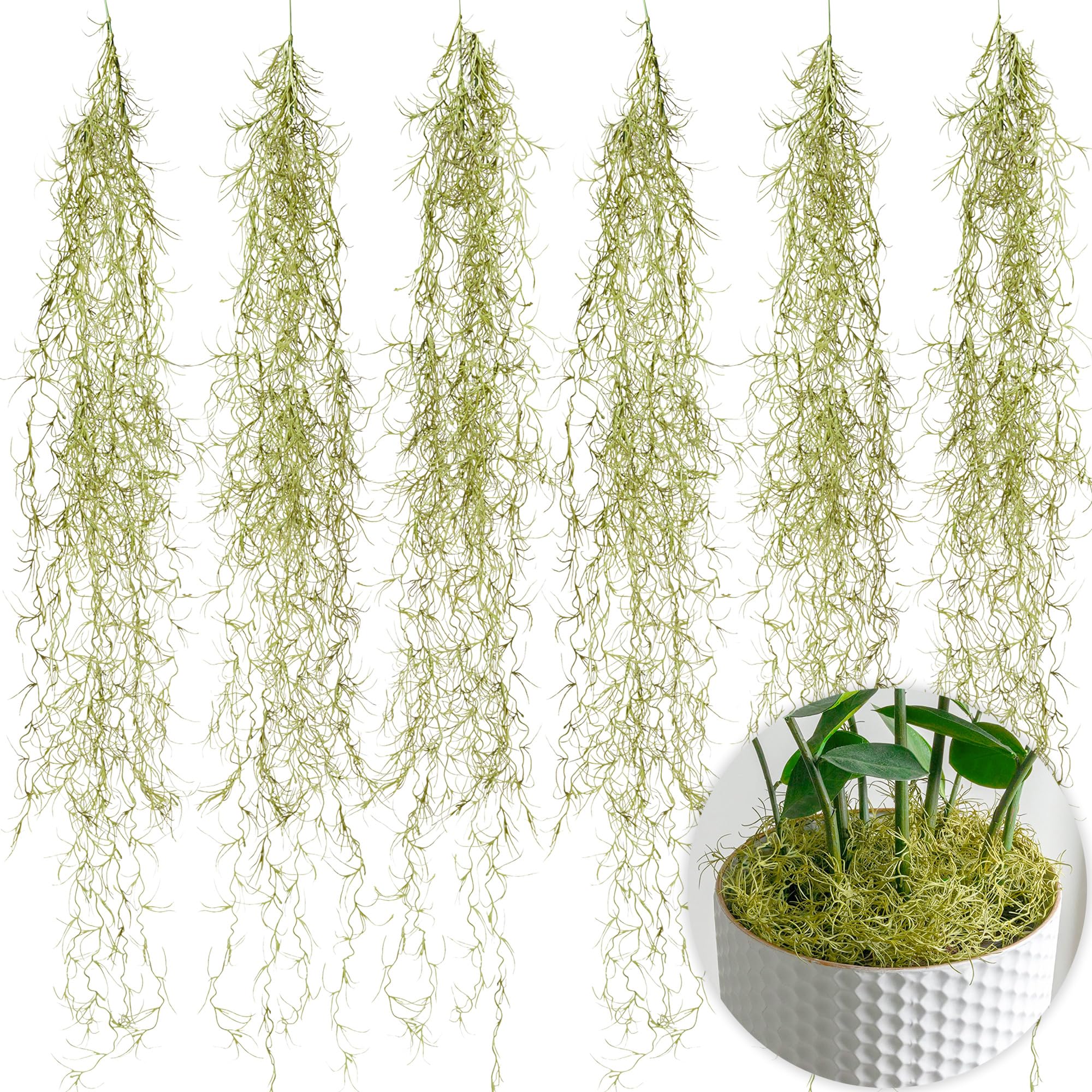 SEEKO Succulents Fake Spanish Moss 6 Pack