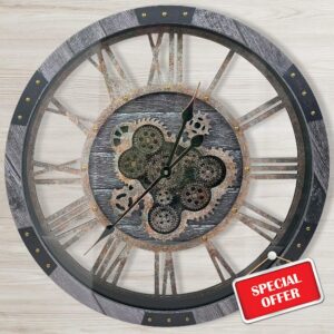 24" Large Wall Clock with Moving Gears