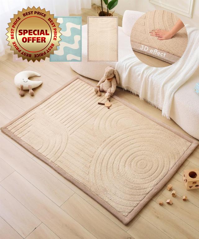 Hakuna Matte CloudRise Baby Play Mat for Floor 47" x 67" Arches | Coral Velvet high-density foam Rug for Crawling & Cozy Play – Non-Slip