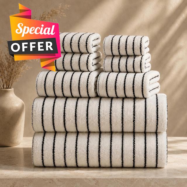 8 Pack Large Bath Towel Set