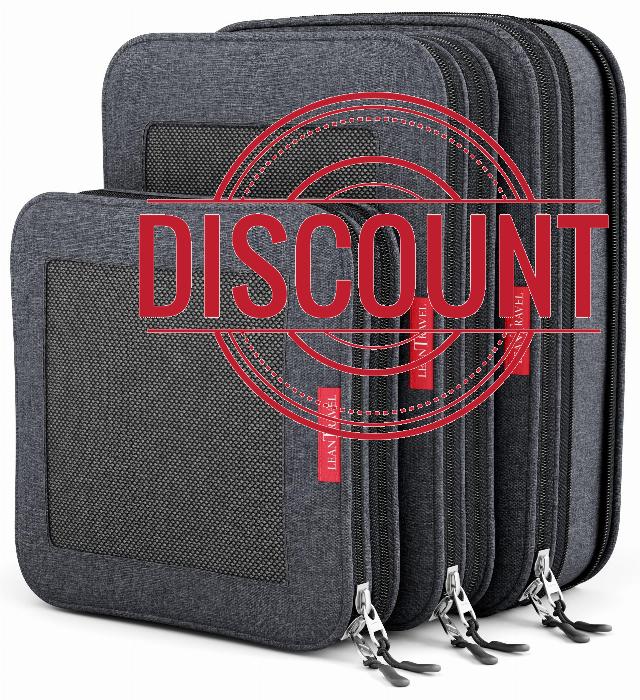 LeanTravel Premium Compression Packing Cubes for Travel - Suitcase Organizer Bags with Double Zipper & Breathable Mesh Panel - Space Saving Carry On Luggage Essentials (3-Pack
