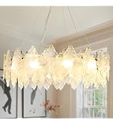 DLLT 24" Modern Crystal Chandelier, 8-Light Gold Luxury Pendant Light, Round Crystal Chandelier L...