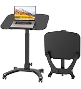 Text reads 'Image 4'. Mobile computer workstation with adjustable height, keyboard tray, and wheels. Shows monitor mounted on black platform.
