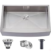 Black Farmhouse Sink 33 Inch - COMLLEN 33x22 Apron Front Farmhouse Kitchen Sinks 16 Gauge Stainle...