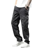 DFGIGT Men's Hip-hop Wide Leg Baggy Jeans Y2k Skater Loose Fit Denim Pants