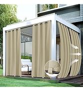 HolidayIdeas White Outdoor Sheer Curtains for Patio Waterproof-8 Panels Linen Semi Voile Indoor S...