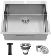 COMLLEN 33"x22"x9" Black Drop In Kitchen Sink, Top Mount SUS304 Stainless Steel Gunmetal Black 18...
