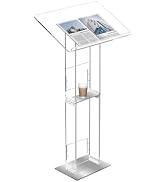 Koretech Podium Stand, Acrylic 24" L x 16" W x 43.5" H Adjustable Angles with Metal Base, Podium ...