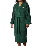 Lacoste Centre Mark Bath Robe — 100% Cotton, Luxury Adult Unisex Hooded Robe, Absorbent, Quick Dr...