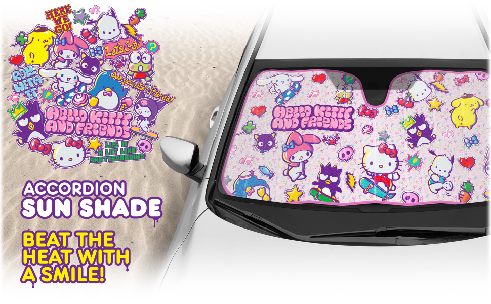 Hello Kitty and Friends Car Accessories Sanrio Cute Kawaii for Women Sunshade Sun Shade Windshield