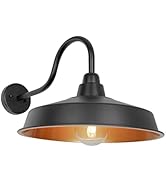 Diyel Gooseneck Barn Light Outdoor, 16 Inch Dome Large Farmhouse Exterior Light Fixture Wall Moun...