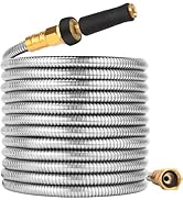 Rosy Earth Metal Garden Hose 125 FT - 304 Stainless Steel Water Hose 125 FT - Expandable Short Fl...