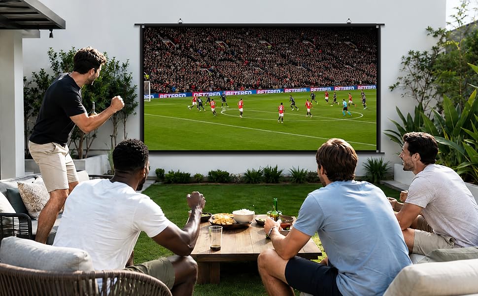 The projection screen can be fixed with Velcro.