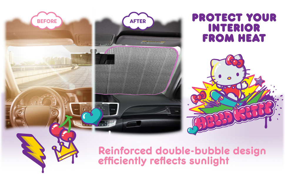 Hello Kitty and Friends Car Accessories Sanrio Cute Kawaii for Women Sunshade Sun Shade Windshield