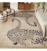 OJIA Leopard Print 5x7 Rugs for Living Room, Soft Ultra-Thin Washable Area Rugs for Bedroom Non-S...