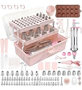 Gawren-H&E 208 PCS Cake Decorating Kit,Baking Supplies with Dessert Decorating Syringe Set,Storag...