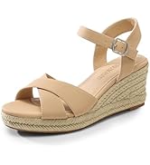 DREAM PAIRS Womens Open Toe Espadrilles Dressy Platform Sandals Slip on Elastic Ankle Strap Wedge...