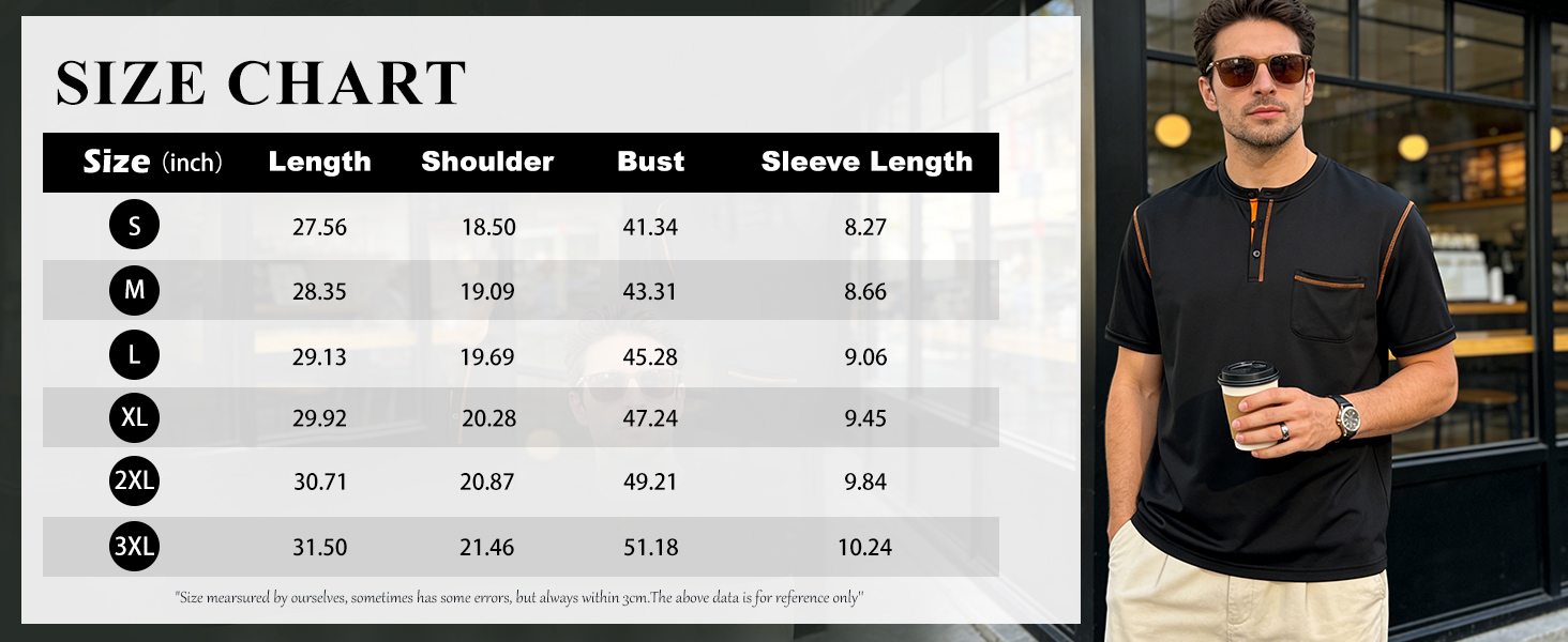 Men's Henley Shirt Short Sleeve T-Shirt Casual Top Summer Lightweight Tee Shirts with Button