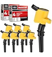 MAS Set of 8 Ignition Coils Pack + 8pcs Motorcraft Platinum Spark Plug SP493 Compatible with Linc...