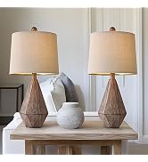 PoKat 20.25" Rustic Table Lamp Set of 2 for Bedroom Living Room Vintage Retro Traditional Nightst...