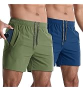 Lempue 2 Pack Mens Athletic Shorts 5 Inch Quick Dry Gym Workout Shorts Men Lightweight Sports Run...