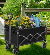 Beach Wagons Carts Foldable for Sand, Heavy Duty Collapsible Wagon with Brakes