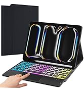 Keyboard Case for 2024 iPad Pro 13 inch (M4): 3 Zone 7 Colors Backlit Detachable Magnetic Keyboar...