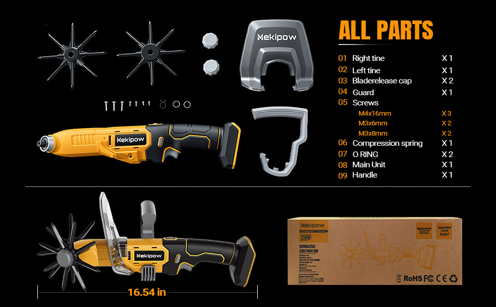Mini Handheld Tiller Cultivator for Gardening Compatible for Dewalt 20V Battery