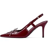 Dsevht Slingback Kitten Heels for Women Studded Heeled Pumps Pointed Closed Toe Heels Vintage Sti...