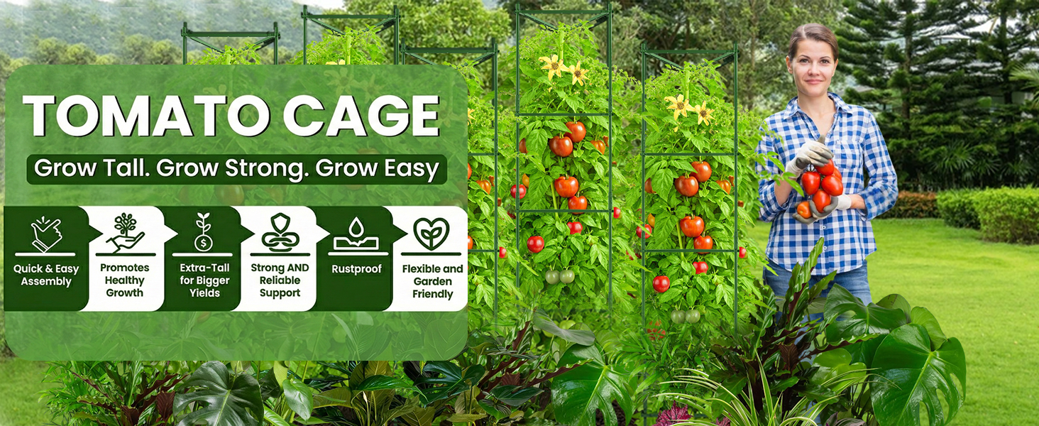 tomato cages tomatoes patio garden grow tall strong easy gardening plant planting