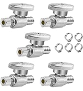 WiseWater 1 Pack 1/2" Push Fit x Dual 3/8" OD Compression Straight Stop Valve, 1/4 Turn Double Ha...