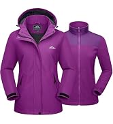MAGCOMSEN Women's Long Fleece Lined Jackets Warm Winter Windbreaker Rain Coat Hooded Softshell Wi...