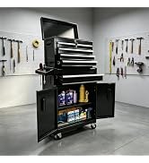 Torin 12 Piece Garage Storage Cabinet Set: Workshop Tool Organizer Chest with Lockers, Shelves an...
