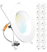 Sunco 16 Pack LED Recessed Lighting 6 Inch, 3000K Warm White, Dimmable Can Lights, Smooth Trim, 1...
