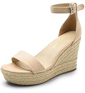 DREAM PAIRS Womens Platform Espadrilles Wedge Sandals, Slip on Elastic Ankle Strap Sandals for Wo...