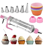 FANTEXY Dessert Decorating Syringe Set, Icing Piping Kit with 5 Piping Icing Nozzles Cake Decorat...