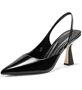 Coutgo Womens Slingback Kitten Heels Closed Pointed Toe Pumps Buckle Strap Wedding Party Dress Shoes