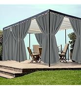 HolidayIdeas Waterproof Patio Outdoor Curtains with Rod Pocket, 6 Pcs- UV & Privacy Protect Weath...