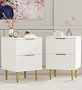 Akxomel Farmhouse Nightstand with Charging Station, 22" Wide Bedside Table with 3 Large Drawers &...