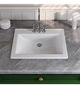 DeerValley Vessel Sink Rectangle, Black & White Semi Recessed Bathroom Sinks, 18.9"x11.61" Modern...