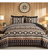 Dinjoy Boho King Size Comforter Set Teal Brown,7 Pieces Bed in a Bag Aztec Bedding Set with Sheet...