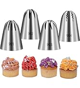 FANTEXY 5 Pieces Large Piping Tips Set (1A, 356, 1C, 1E, 9FT) – Stainless Steel Cake Decorating N...
