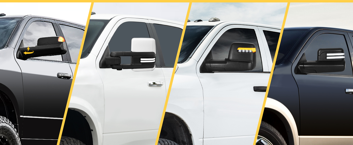 2009-2018 painted black towing mirrors