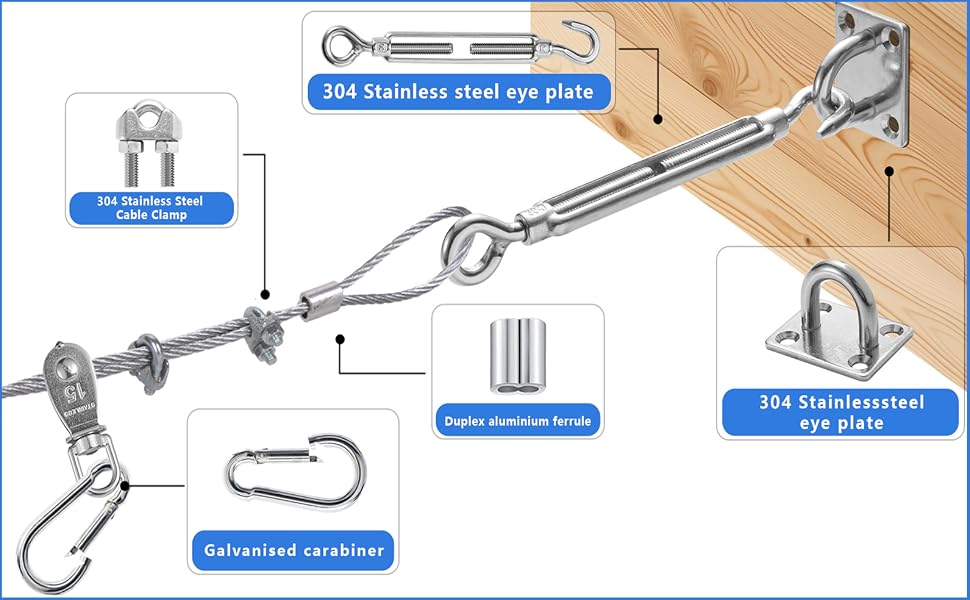 Heavy Duty Batting Cage Netting Wire Tension Kit