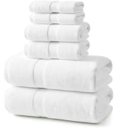 ecolook 6 Piece Bath Towel Set,100% Cotton,Includes 2 Bath Towels 55x28 Inch,2 Hand Towels,2 Wash...