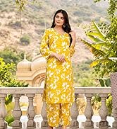 Women Peach Straight Cotton Kurta and Striped Pant