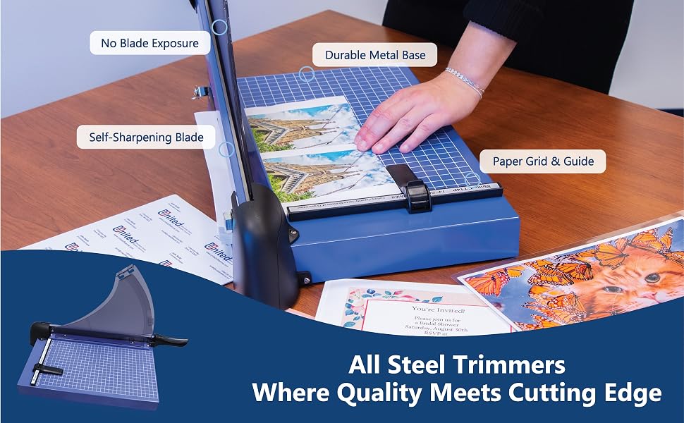 United T14P paper guillotine; cardstock cutter; photo cutter; paper cutter heavy duty; paper cutters